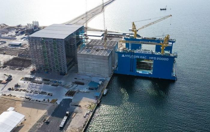현대건설, 싱가포르 투아스(Tuas) 핑거3 매립공사 진수식
